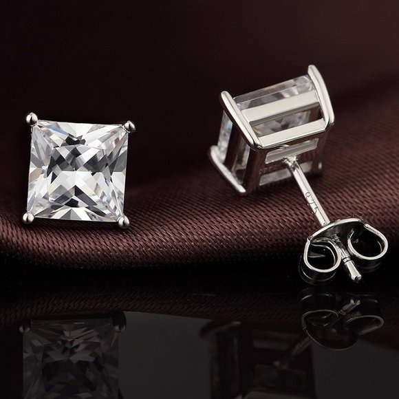 8MM S925 Sterling Silver CZ Stud Earrings for Women/Girl, US19251036 - Picture 1 of 9